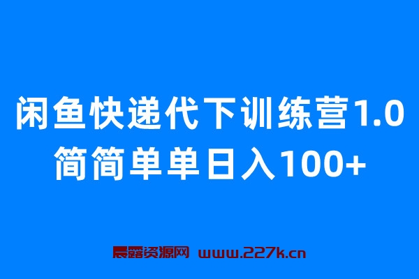 闲鱼快递代下训练营1.0，简简单单日入100+-晨露资源网